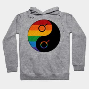 Gay Pride Yin and Yang Symbol in Rainbow Pride Flag Colors Hoodie